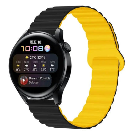 Magnetic Silicone Watch Band 22mm Two Tone Adjustable