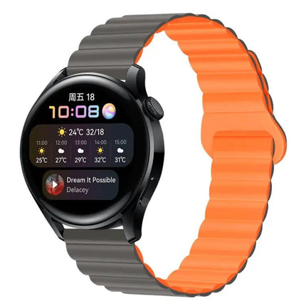 Magnetic Silicone Watch Band 22mm Two Tone Adjustable