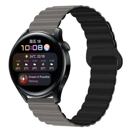 Magnetic Silicone Watch Band 22mm Two Tone Adjustable