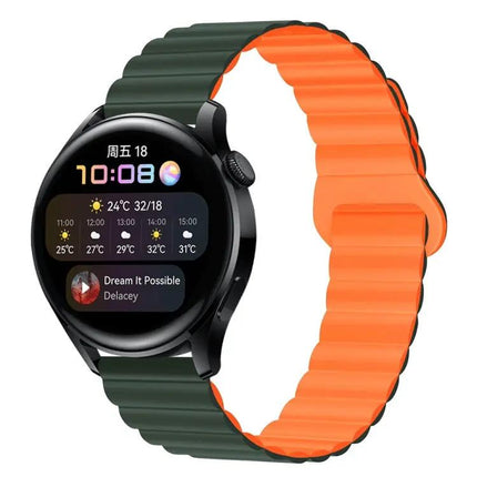 Magnetic Silicone Watch Band 22mm Two Tone Adjustable