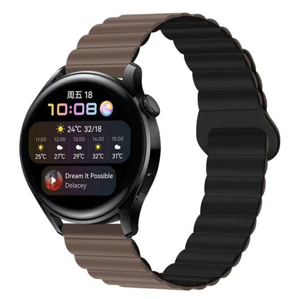 Magnetic Silicone Watch Band 22mm Two Tone Adjustable
