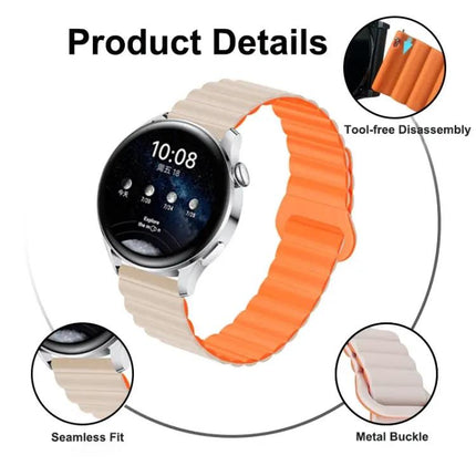 Two-Tone Magnetic Silicone Watch Band 20mm Adjustable