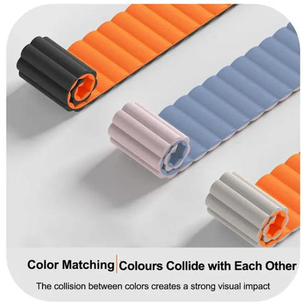 Magnetic Silicone Watch Band 22mm Two Tone Adjustable