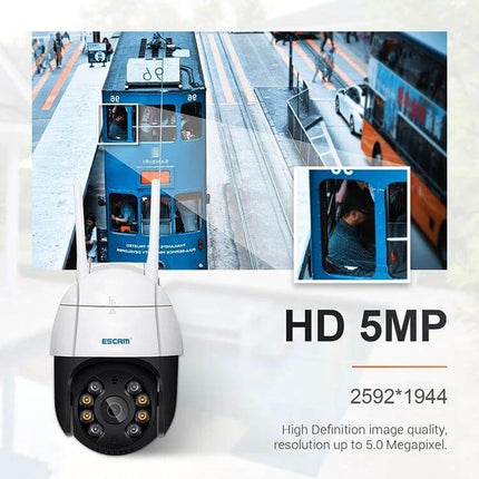 ESCAM Wireless IP Camera with Human Detection for Home Security - HD 5MP wide-angle outdoor monitoring