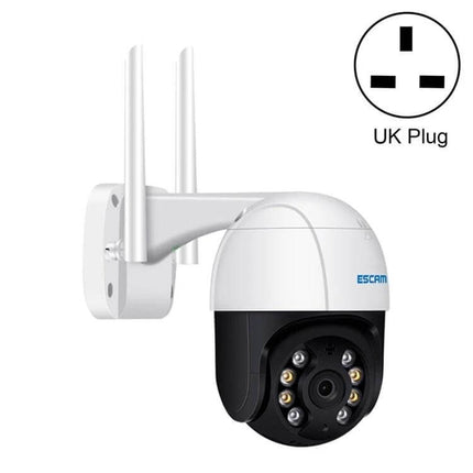 ESCAM Wireless IP Camera with Human Detection for Home Security outdoor wall-mounted white PTZ camera with dual antennas and night LEDs