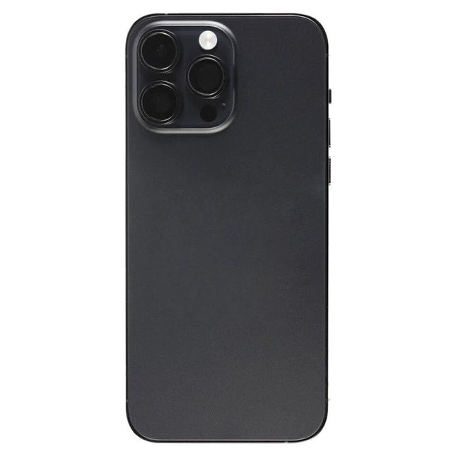 Replacement Back Cover for iPhone 14 Pro Everyday Protection - matte black replacement back cover shown on iPhone 14 Pro, camera cutouts visible