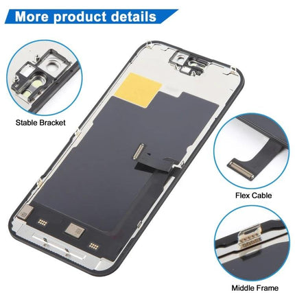 Replacement Screen for iPhone Home Repairs and Daily Use - iPhone 15 Pro replacement screen assembly with flex cable, stable bracket and middle frame