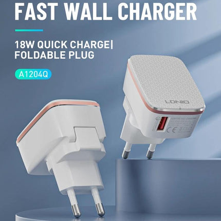 LDNIO Charger for Daily Travel and Device Essentials - compact 18W fast wall charger with foldable plug for travel and daily commuting
