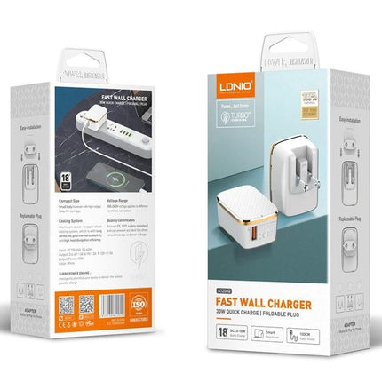 LDNIO Charger for Daily Travel and Device Essentials compact fast wall charger with foldable plug in retail packaging