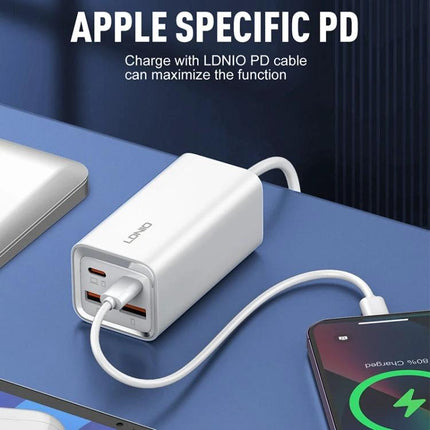 LDNIO Charger for Daily Device Powering at Home or Travel white PD wall charger with USB-C and USB-A charging smartphone and tablet