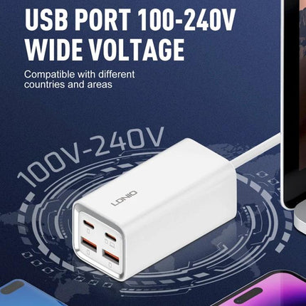 LDNIO Charger for Daily Device Powering at Home or Travel - white 100-240V multi-port USB charger for smartphones, tablets, laptops