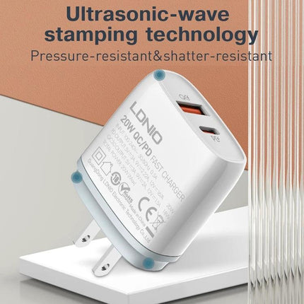LDNIO Type-C Charger for Daily Home and Travel Use white 20W dual-port compact wall charger for smartphone tablet laptop