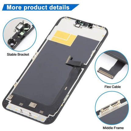 Essential ZY Screen for Daily iPhone Maintenance and Use - iPhone 13 Pro Max replacement screen kit showing flex cable, middle frame and stable bracket