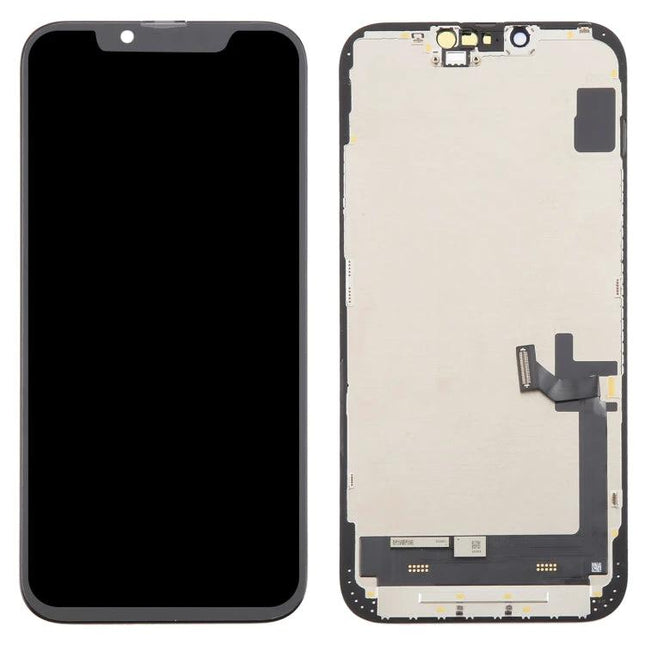 Essential ZY Replacement Screen for Everyday iPhone Maintenance - front and back views of black replacement iPhone display assembly