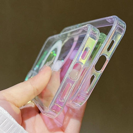 Gradient Phone Case For iPhone With Everyday Protection For Commutes And Daily Use Subtle Color Transition - slim iridescent clear case showing button and port cutouts