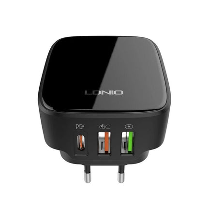 LDNIO Charger for Everyday Travel and Home Device Needs - black travel wall charger with 3 USB ports for phone and tablet