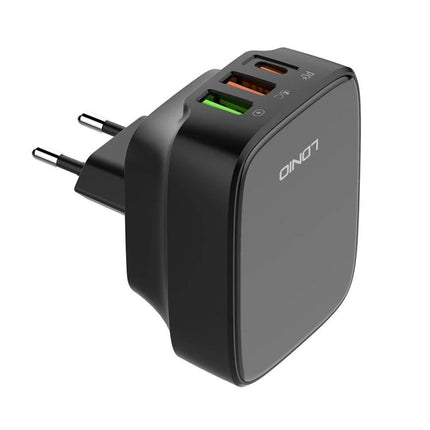 LDNIO Charger for Everyday Travel and Home Device Needs - black multi-port travel wall charger with USB-C and USB-A ports