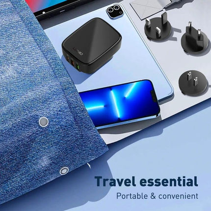 LDNIO Charger for Everyday Travel and Home Device Needs compact travel charger with interchangeable plugs beside phone and tablet