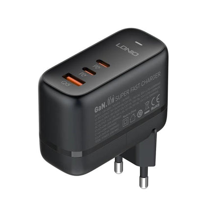 LDNIO Multi-Port Charger for Daily Use at Home or Travel compact black GaN wall charger with two USB ports for phone tablet laptop