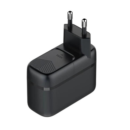 LDNIO Multi-Port Charger for Daily Use at Home or Travel - compact black multi-device travel and home charger with foldable EU plug
