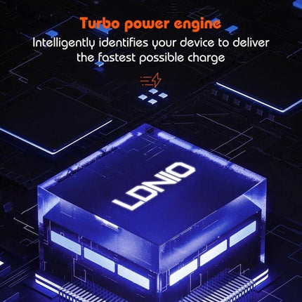 LDNIO Multi-Port Charger for Daily Use at Home or Travel - compact multi-device charger glowing blue, ideal for home mornings and travel
