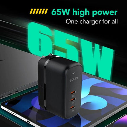 Keep Your Devices Charged Daily with LDNIO Essentials Charger — 65W multi‑port USB‑C charger powering laptop, tablet and smartphone simultaneously