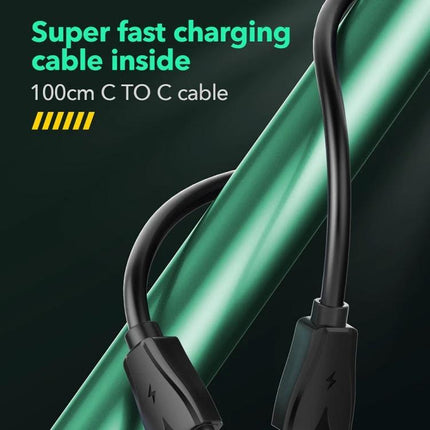 Keep Your Devices Charged Daily with LDNIO Essentials Charger - image of black 100cm USB-C to USB-C super fast charging cable with green background