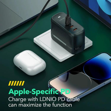 Keep Your Devices Charged Daily with LDNIO Essentials Charger — compact multi‑USB‑C charger powering laptop, smartphone and earbuds on the go