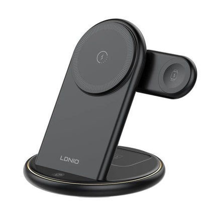 LDNIO Charger Stand for Daily Device Charging at Home - black magnetic wireless stand charging phone earbuds smartwatch, tidy home desk