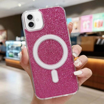 Clear Glitter Acrylic Case for iPhone Daily Protection - pink glitter acrylic MagSafe case with TPU bumper, clear visibility and scratch protection