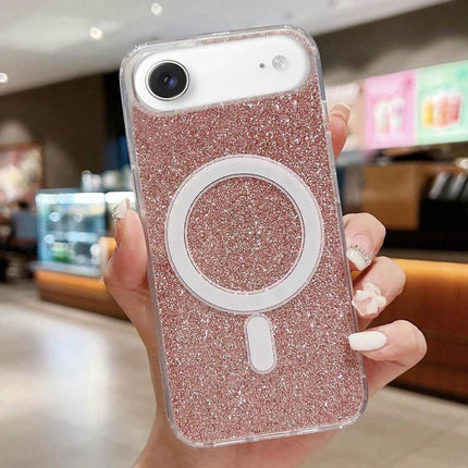 Clear Glitter Acrylic Case for iPhone Daily Protection - clear acrylic sparkly MagSafe-compatible case with TPU bumper for everyday scratch and impact protection