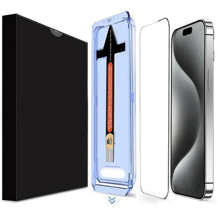 LK Tempered Glass Screen Protector for Daily iPhone Use - clear tempered glass, installation frame and packaging shown