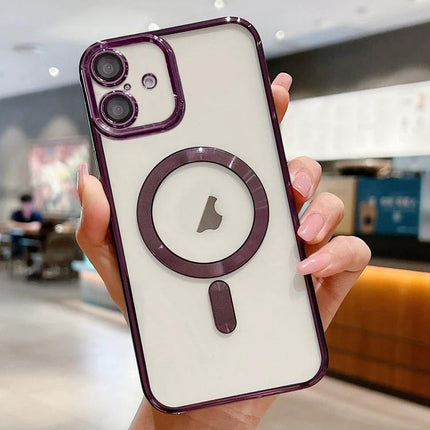 Protective Phone Case for iPhone 16 Slim Everyday Protection — slim white TPU case with purple MagSafe ring and camera cutout