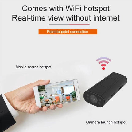 W2 Compact Wireless Smart Camera for Home Security showing real-time view on smartphone via built-in WiFi hotspot for remote monitoring