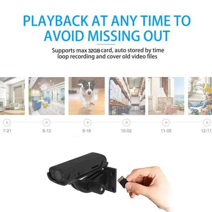 W2 Compact Wireless Smart Camera for Home Security ultra-compact camera with microSD slot and playback timeline for home, office, vehicle monitoring