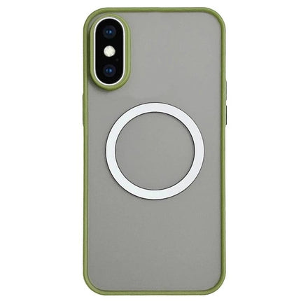 Hawkeye MagSafe Phone Case for Everyday iPhone Protection — slim acrylic back with TPU bumper, MagSafe ring, olive green trim