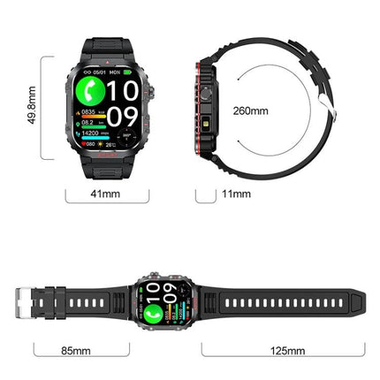 Smart Watch for Everyday Health Tracking and Daily Activity - rugged black smartwatch showing heart rate, sleep and activity stats with measurements
