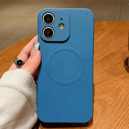 Silicone Phone Case Slim For Everyday Use blue liquid silicone slim protective case with MagSafe ring and precise cutouts