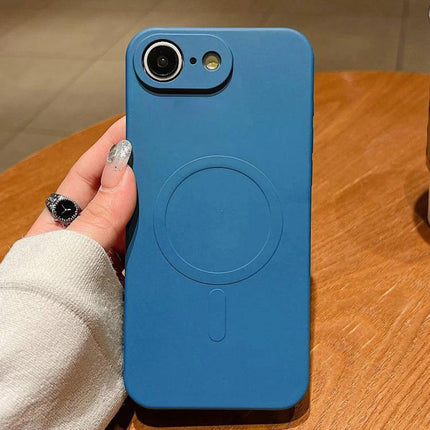 Durable Silicone iPhone Case for Everyday Protection showing blue soft liquid silicone cover with precise cutouts and secure grip