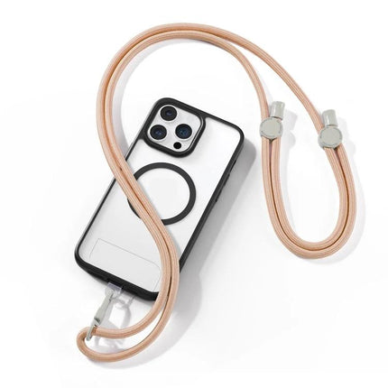DUX DUCIS Adjustable Crossbody Neck Phone Lanyard for Hands-Free Use beige lanyard with phone case, adjustable length and secure clip