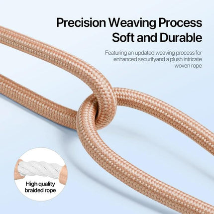 DUX DUCIS Adjustable Crossbody Neck Phone Lanyard for Hands-Free Use - rose gold braided rope, soft durable woven strap, precision weaving