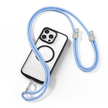 DUX DUCIS Adjustable Crossbody Neck Phone Lanyard for Hands-Free Use - light blue adjustable neck strap with phone attached