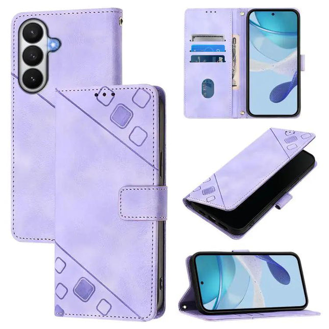 Embossed Leather Wallet Case With Card Slots For Samsung