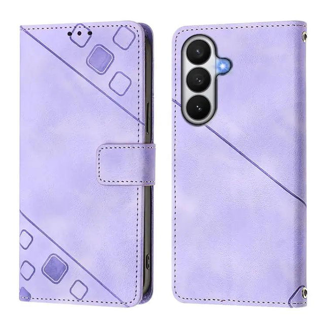 Embossed Leather Wallet Case With Card Slots For Samsung
