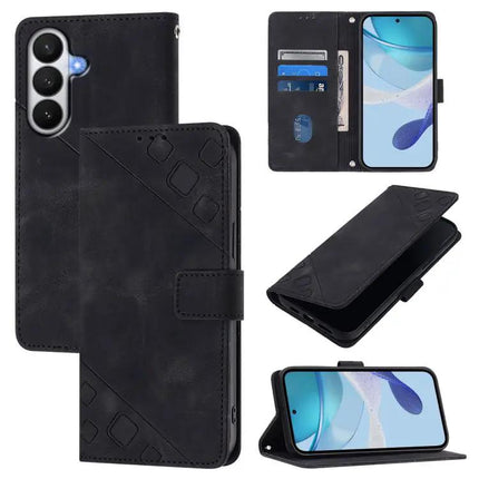 Embossed Leather Wallet Case With Card Slots For Samsung