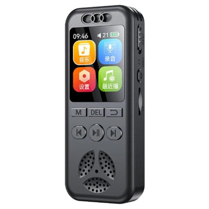 Essential Voice Recorder for Daily Notes and Meetings - compact black handheld device with color screen, playback buttons, and built‑in speaker for clear on‑the‑go recording