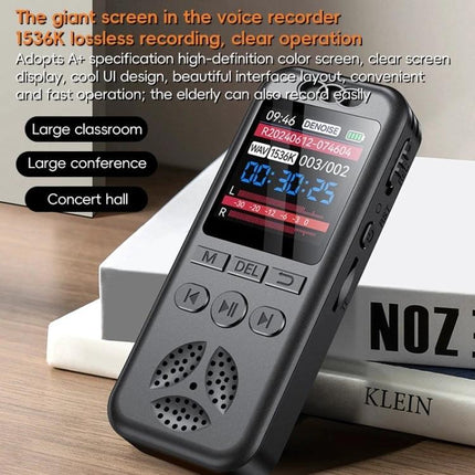Essential Voice Recorder for Daily Notes and Meetings — compact handheld recorder with color screen, noise reduction, hands-free operation for meetings and lectures