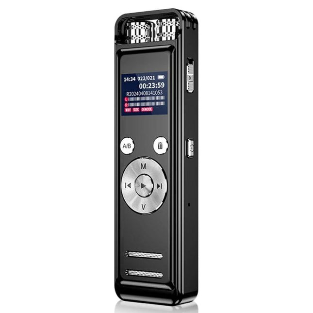 A Practical Voice Recorder for Daily Notes and Conversations black slim digital recorder with display and control buttons