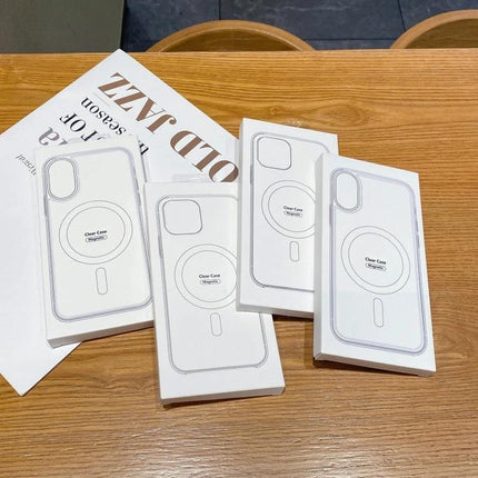 Essential Clear iPhone Case for Everyday Use - transparent TPU protective case packaging displayed on wooden table
