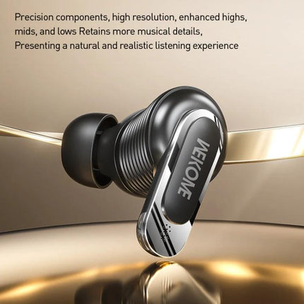 WK Beluga Wireless Earbuds With Color Screen For Commutes And Calls sleek black true wireless earbud with LCD screen and ANC